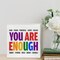 You Are Kind Tough Powerful Enough Wooden Box Sign Desk Decor LGBT Quotes Wood Block Plaque Box Signs Pride Box Sign for Home Shelf Table Decoration (5 X 5 Inch)